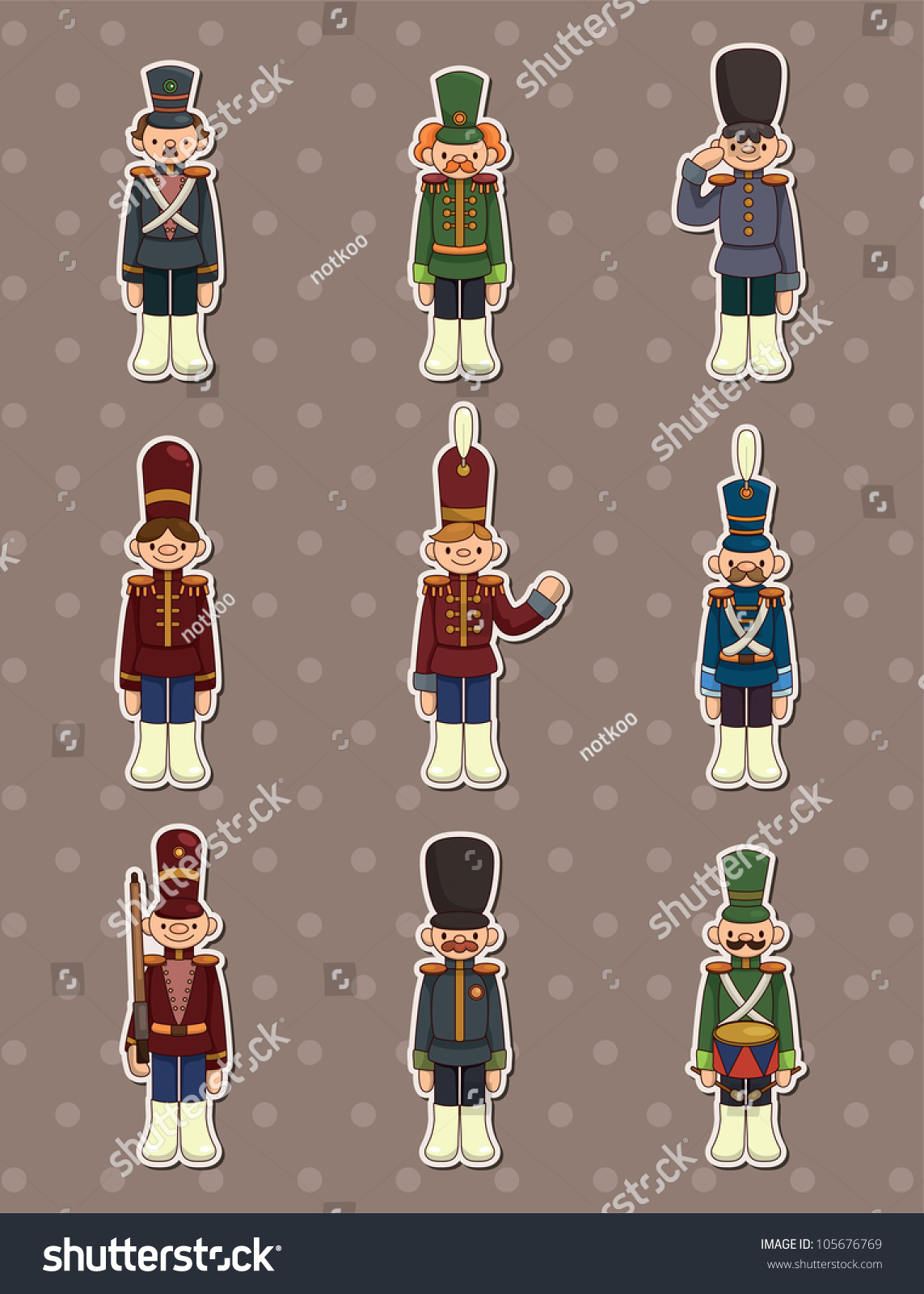 Cartoon Toy Soldiers Stickers Stock Vector Illustration 105676769 ...