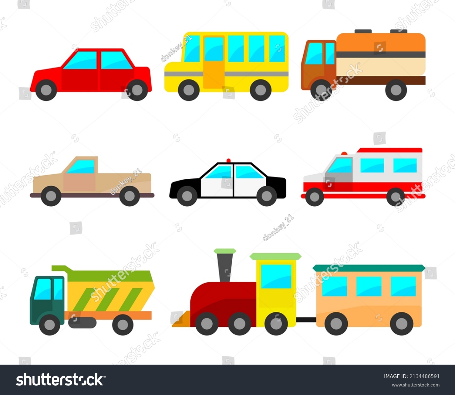 Cartoon Transport Toys Icon Set Kid Stock Vector (Royalty Free ...