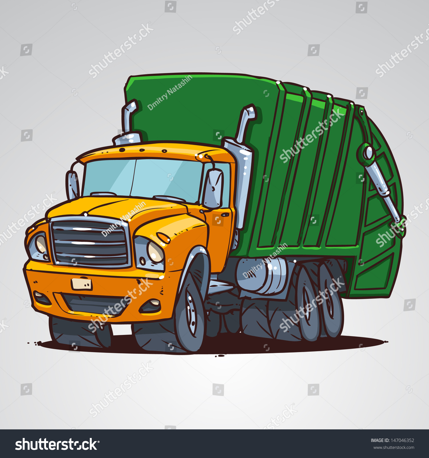 Cartoon Trash Truck Isolated Stock Vector 147046352 - Shutterstock