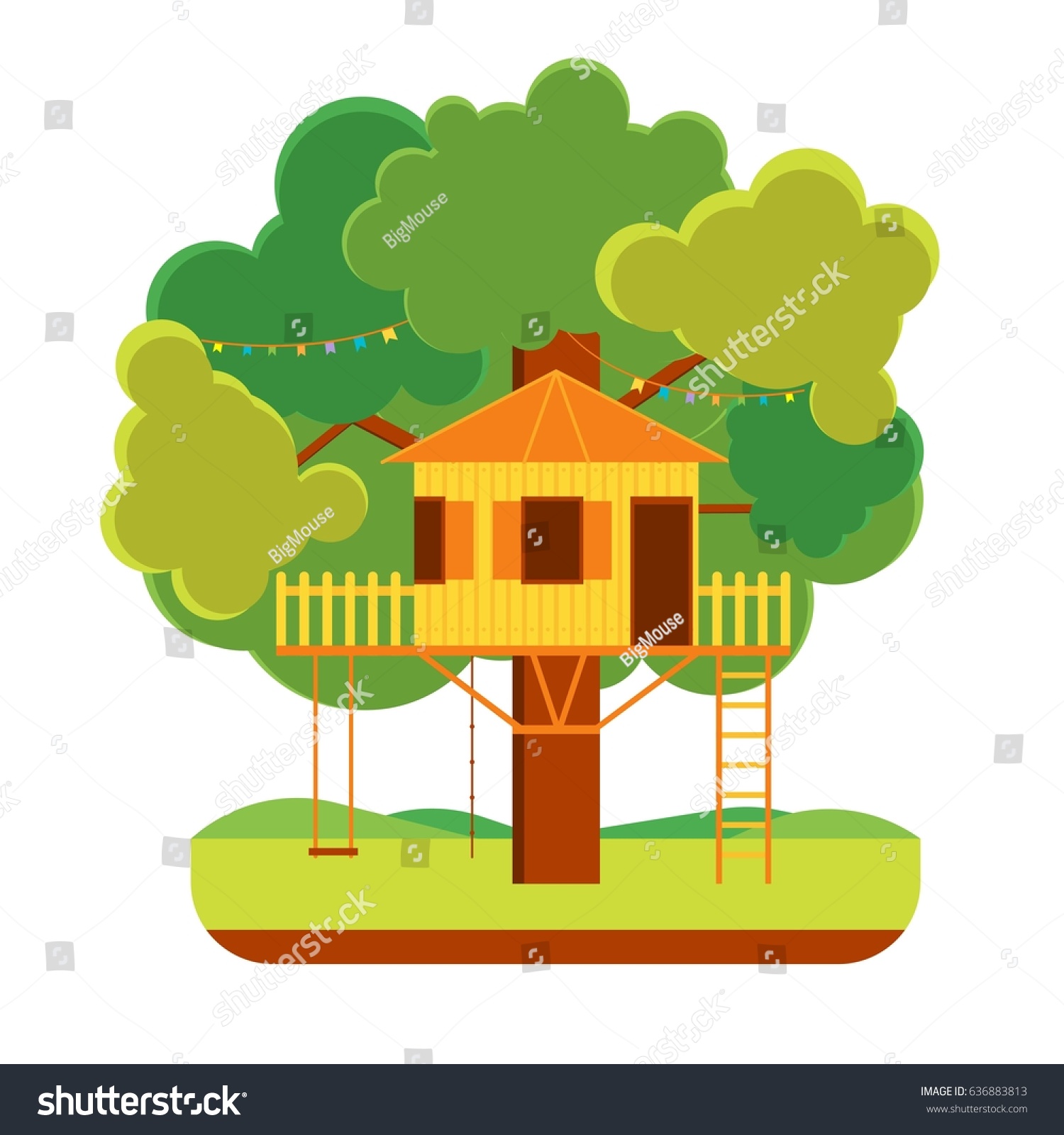 Cartoon Tree House Outdoor Summer Kid Stock Vector 636883813 Cartoon Tree House Outdoor Summer Kid Stock Vector 636883813
