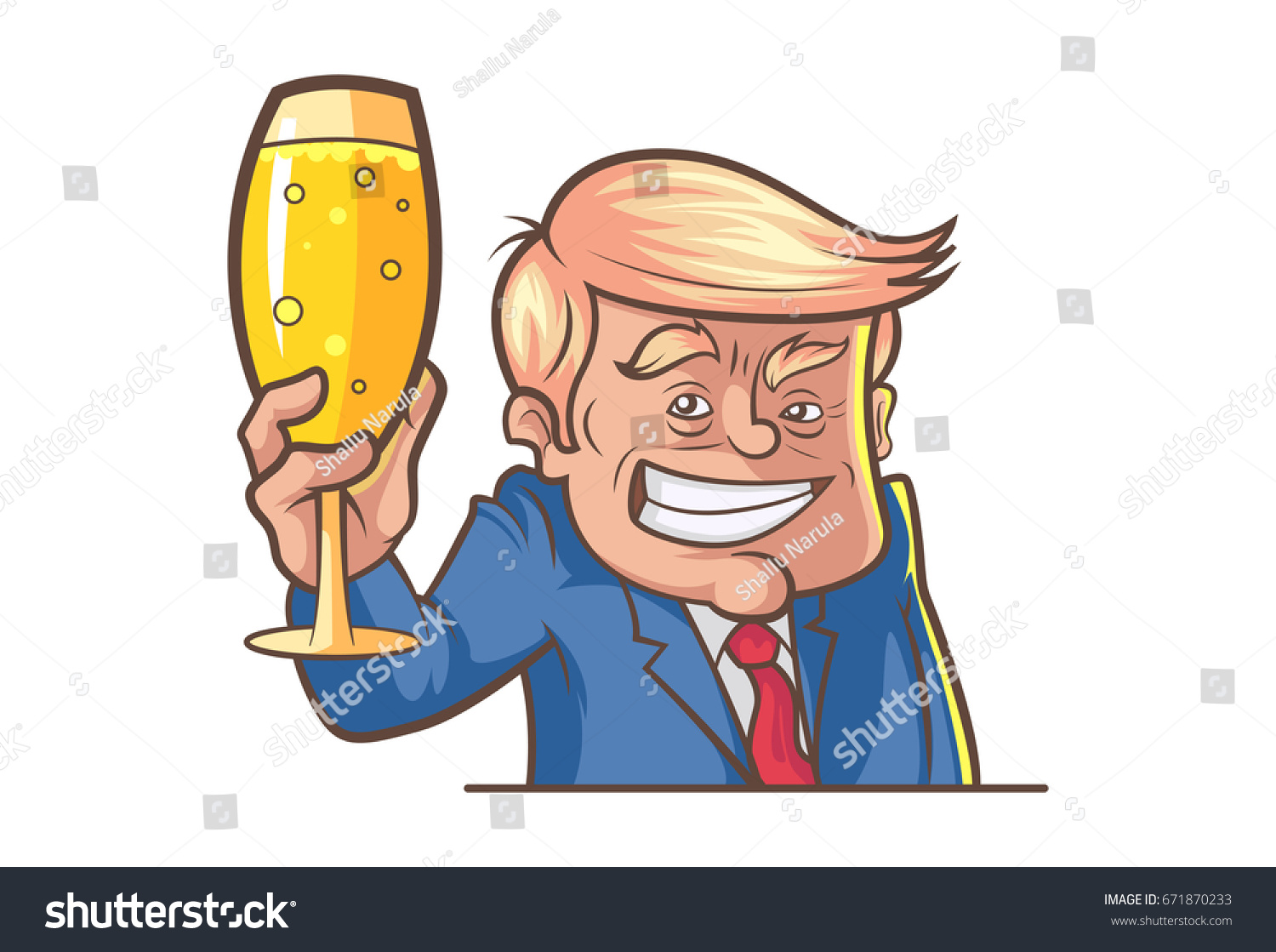 Cartoon Trump Illustration Funny Double Meaning Stock Vector