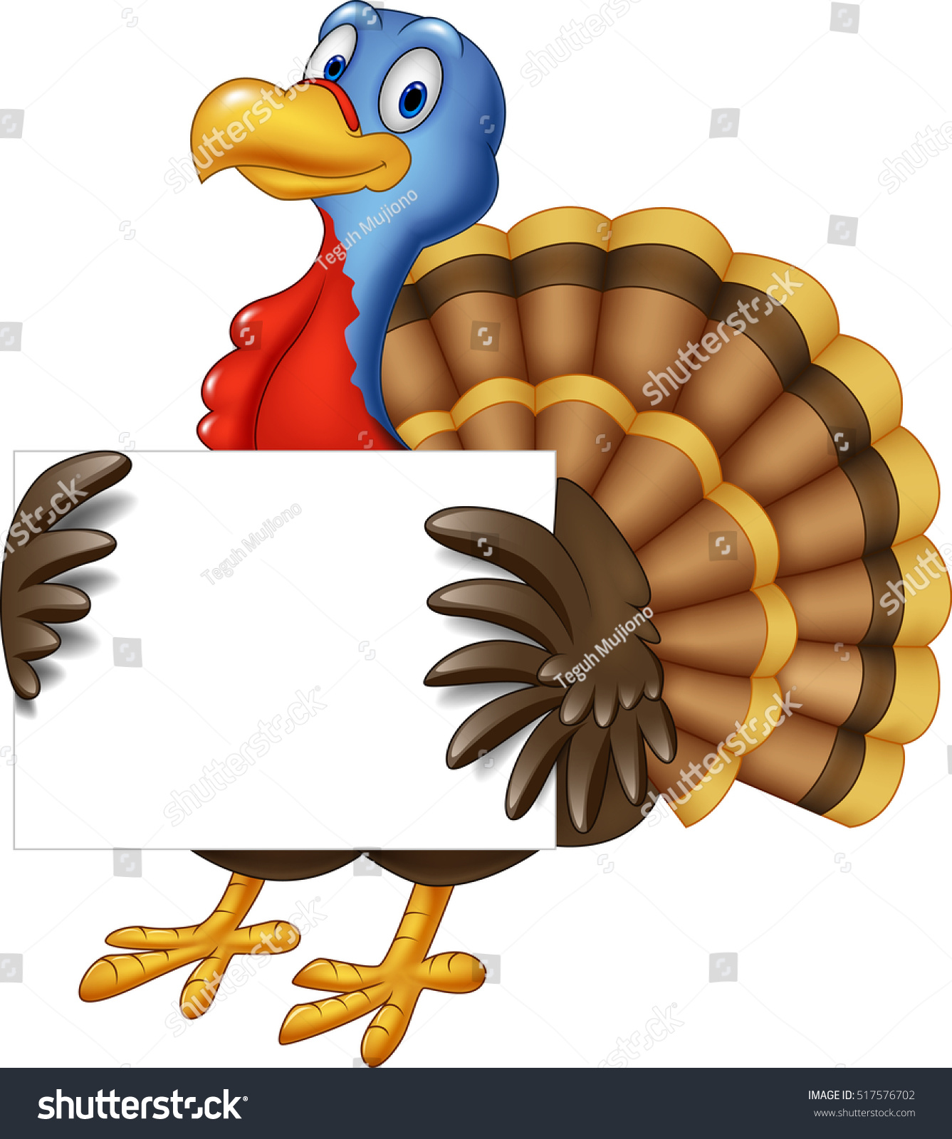 Cartoon Turkey Holding Blank Sign Stock Vector 517576702 - Shutterstock