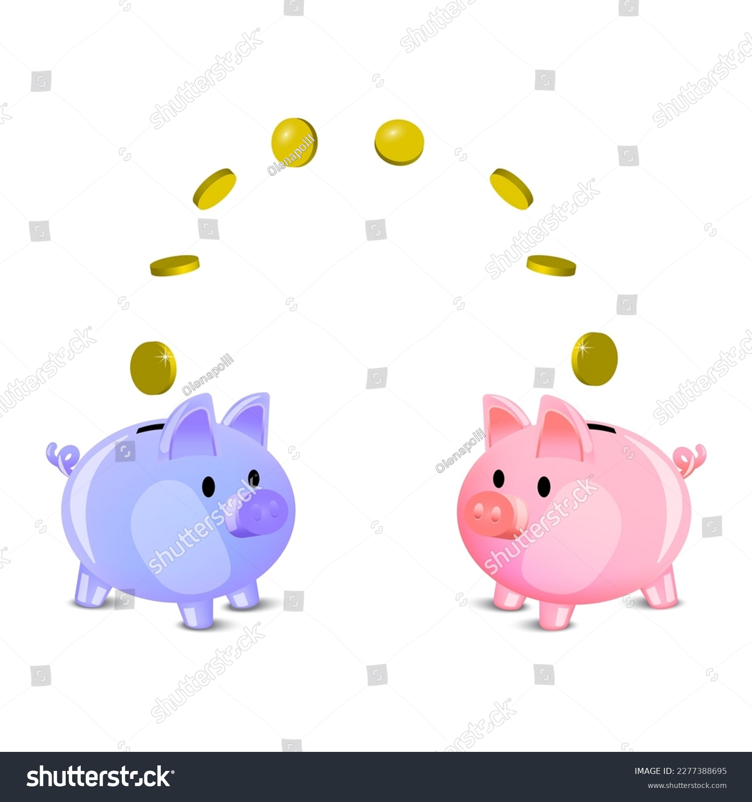 SVG of Cartoon two piggy banks pig. Money saving concept. Business concept. Vector illustration. svg