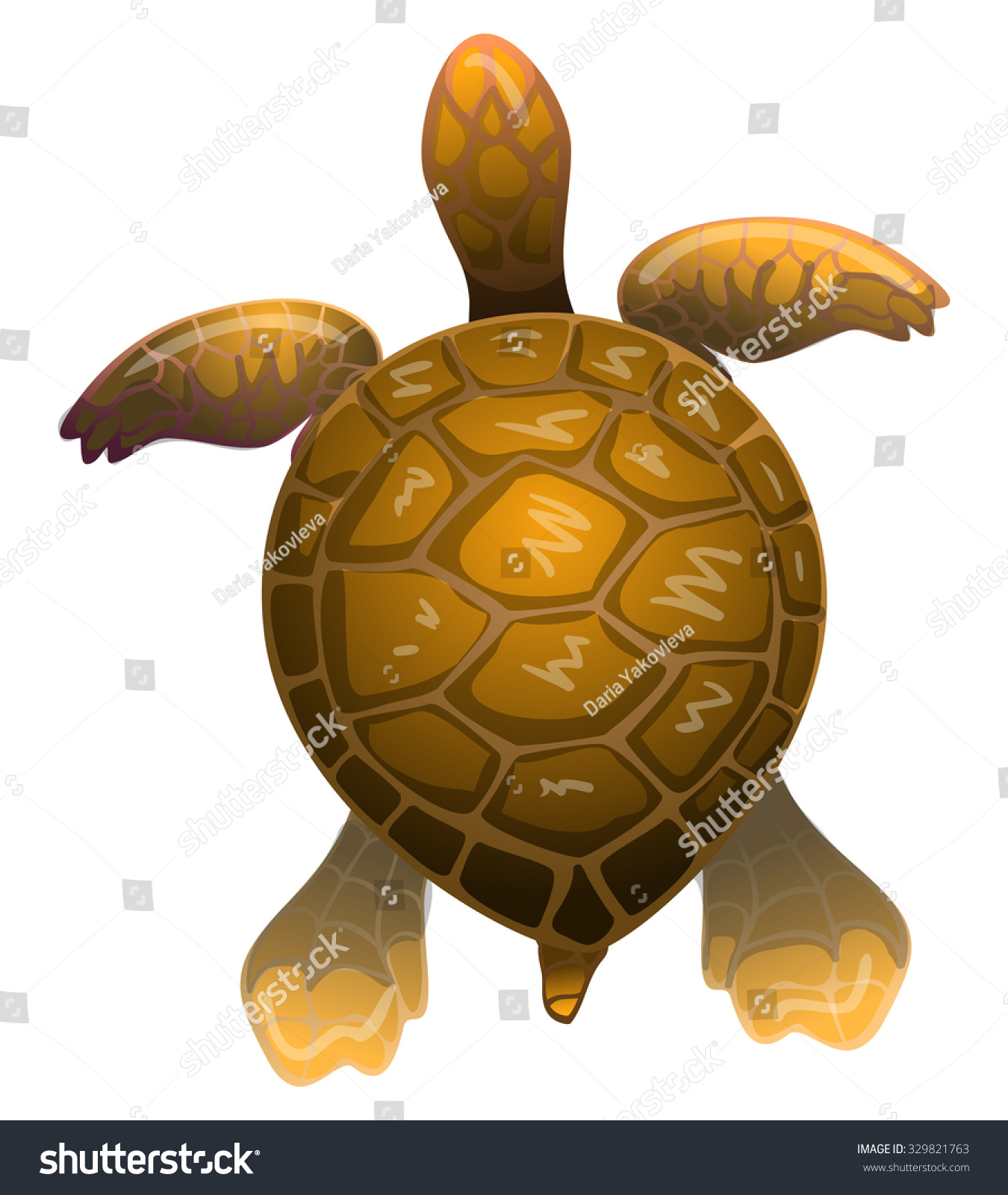 Cartoon Vector Brown Sea Turtle Stock Vector (Royalty Free) 329821763 ...