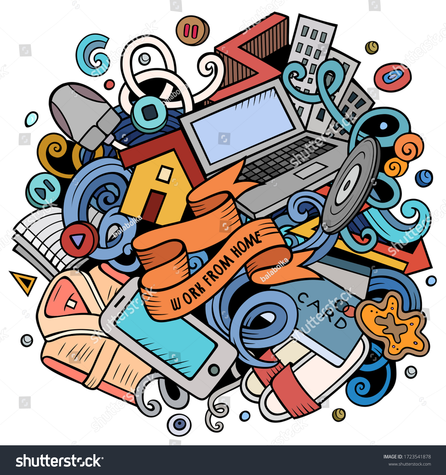 Cartoon Vector Doodles Work Home Illustration Stock Vector (Royalty ...