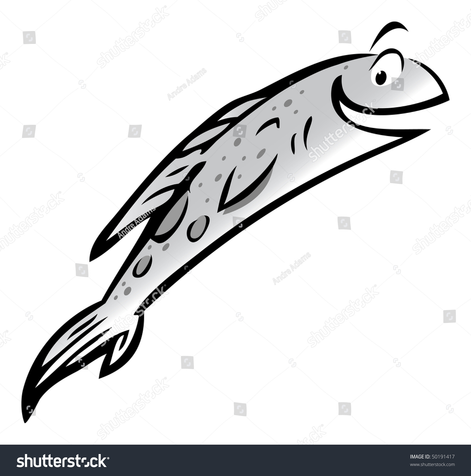 Cartoon Vector Gray Scale Illustration Fish Stock Vector (Royalty Free ...