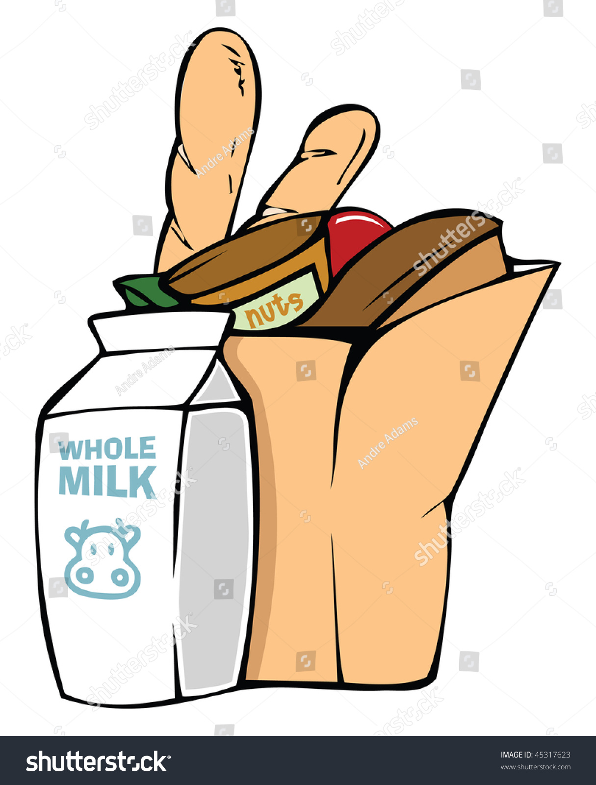 Cartoon Vector Illustration Bag Groceries: เวกเตอร์สต็อก (ปลอดค่า ...