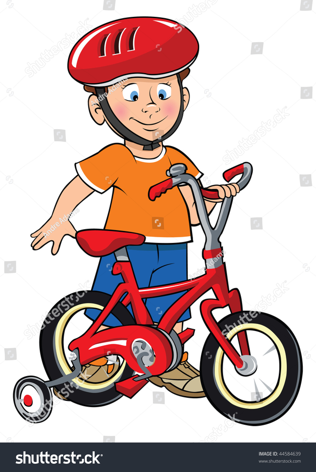 Cartoon Vector Illustration Boy Bike Stock Vector (Royalty Free ...