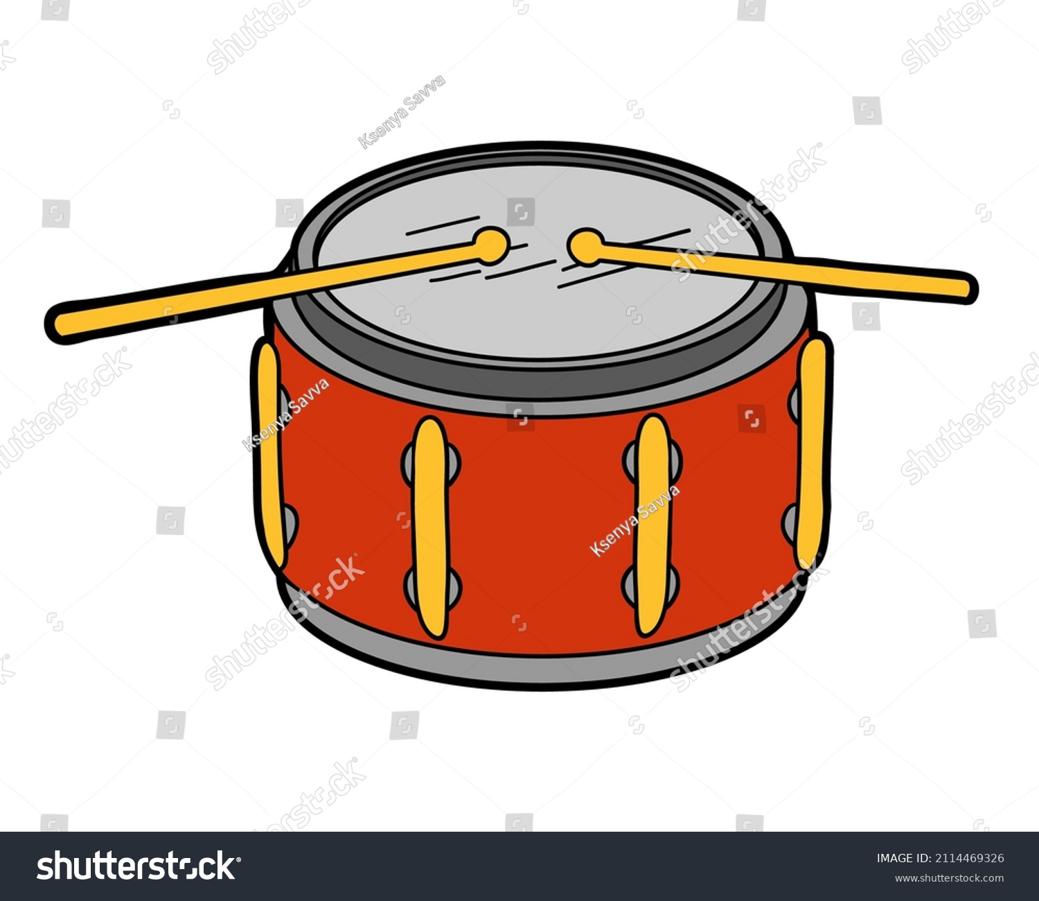 Cartoon Vector Illustration Drum Colorful Musical Stock Vector (Royalty ...