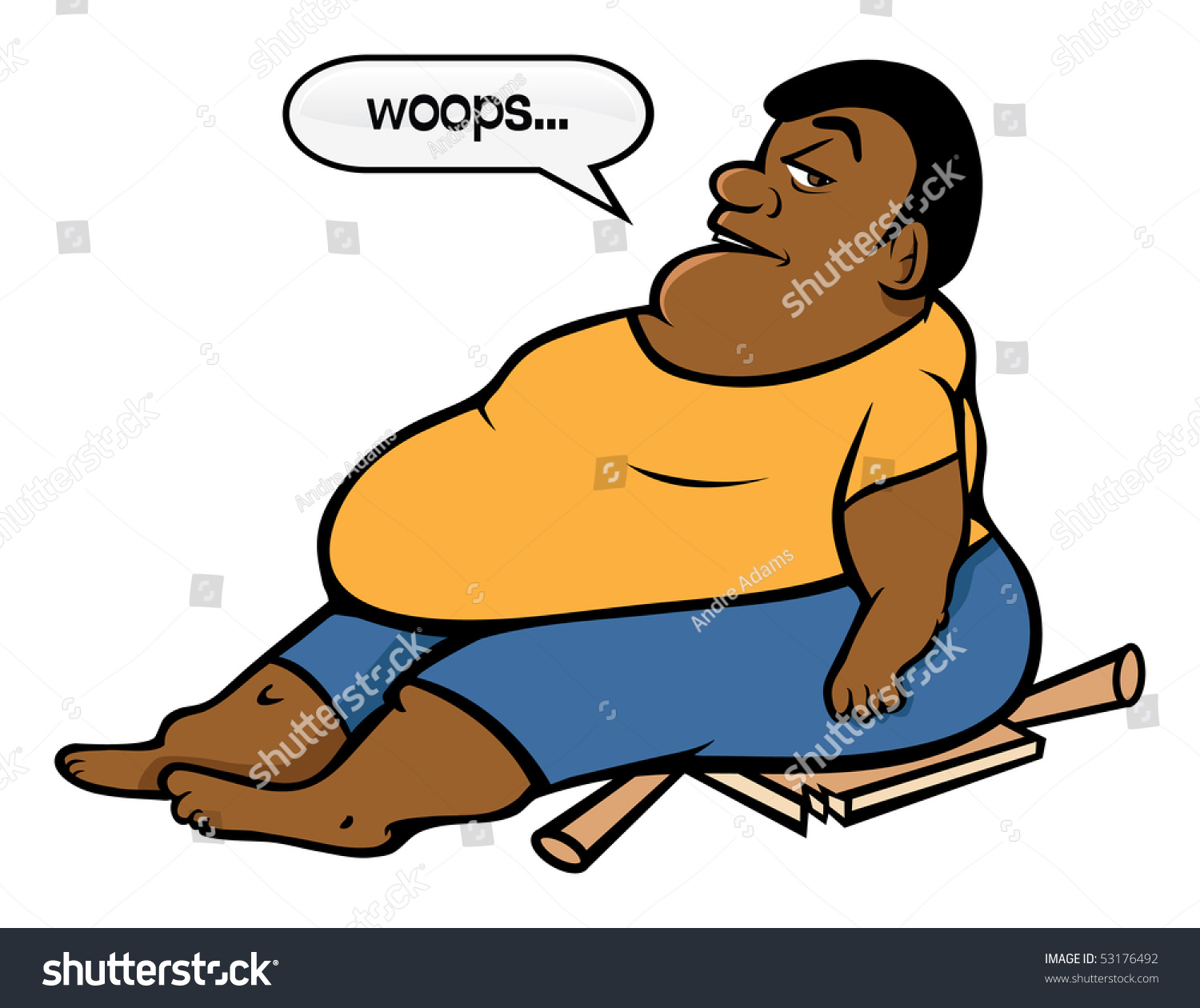Cartoon Vector Illustration Fat Black Guy Stock Vector 53176492