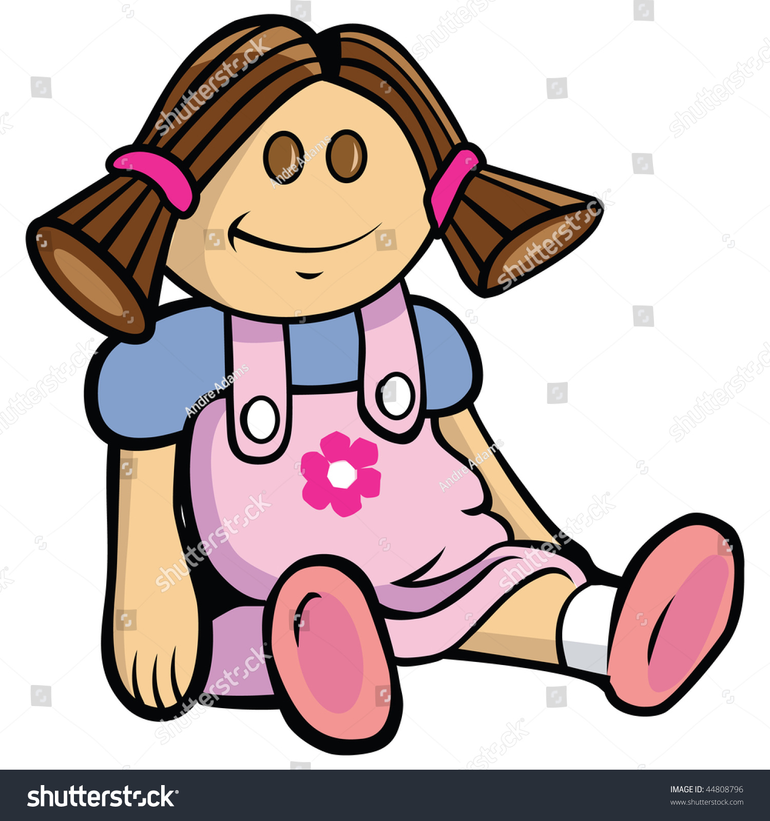 Cartoon Vector Illustration Girl Doll Stock Vector 44808796 - Shutterstock