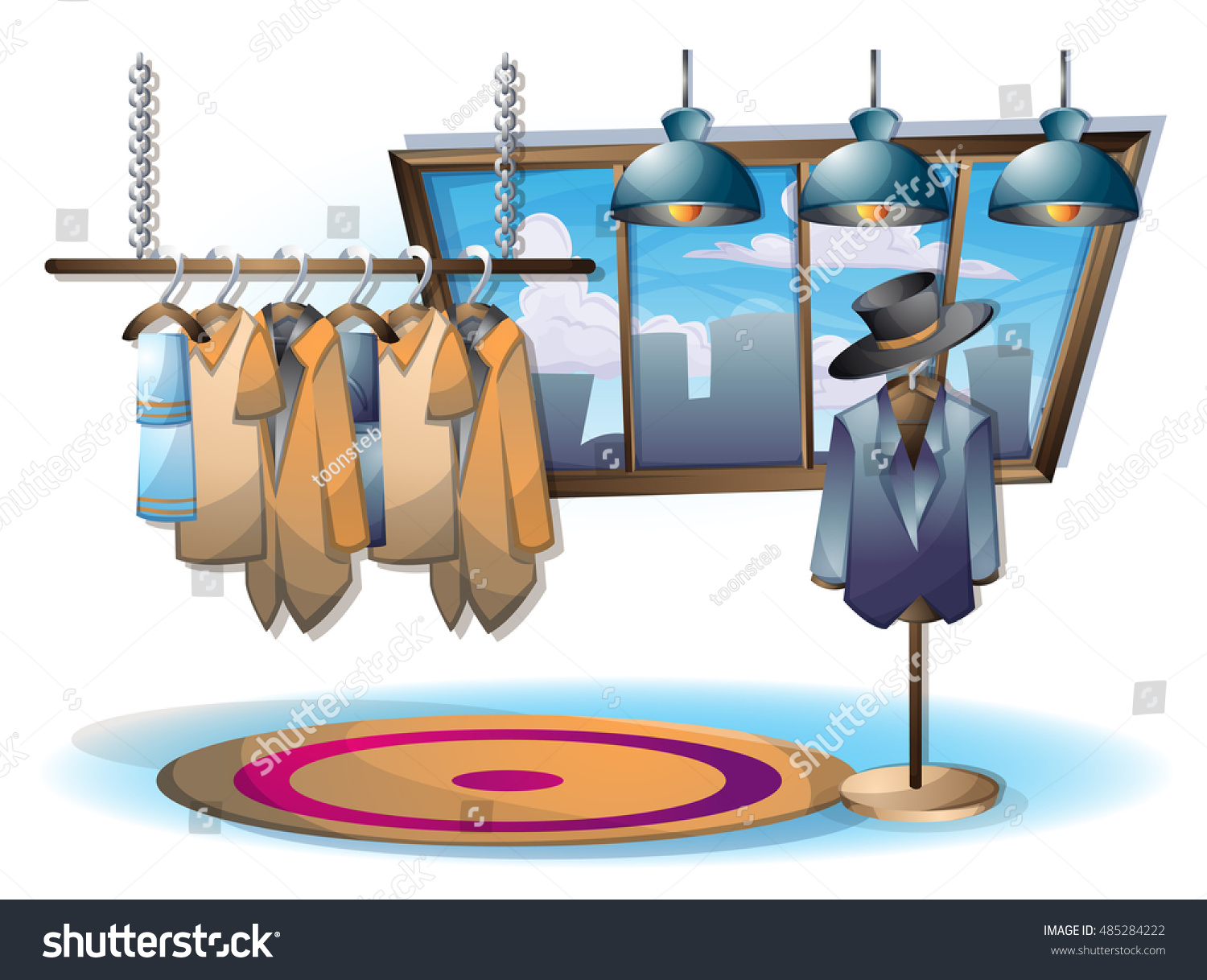 Cartoon Vector Illustration Interior Clothing Room Stock Vector ...