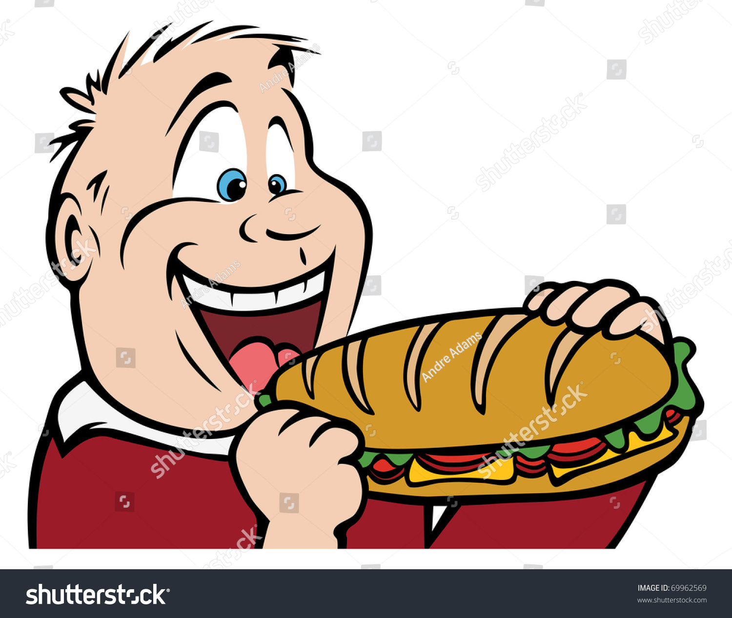 Cartoon Vector Illustration Boy Eating Sandwich Stock Vector 69962569 ...