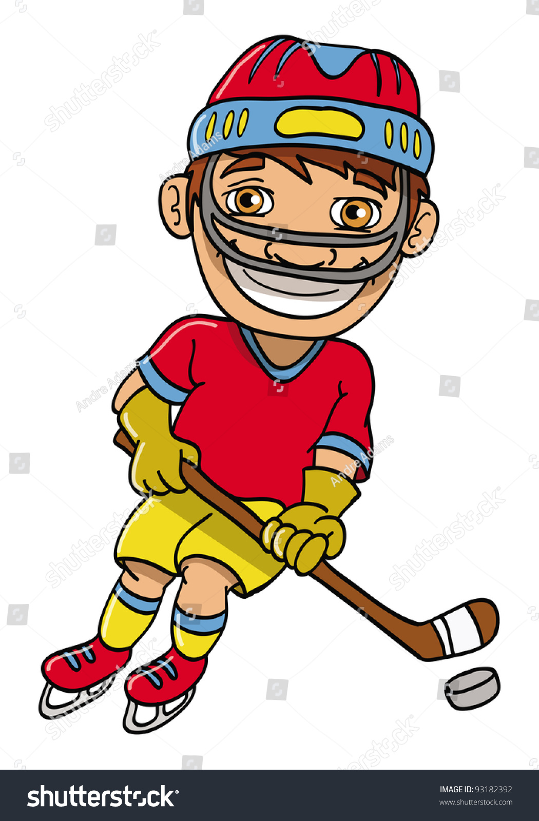 Cartoon Vector Illustration Ice Hockey Player Stock Vector 93182392