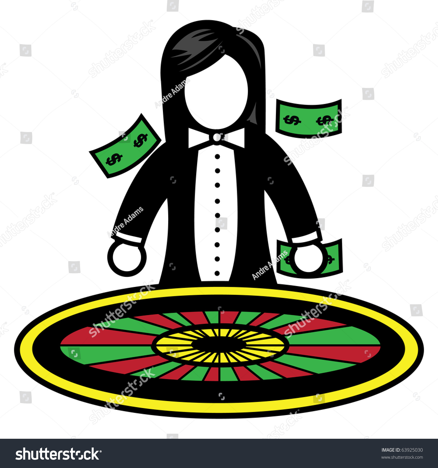 Cartoon Vector Illustration Roulette Wheel Dealer Stock Vector Royalty ...