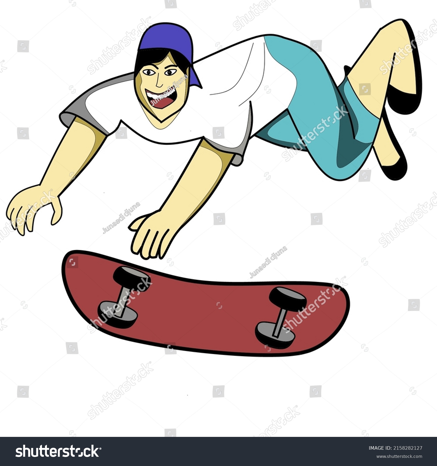 Cartoon Vector Illustration Skateboard Suitable Stickers Stock Vector ...