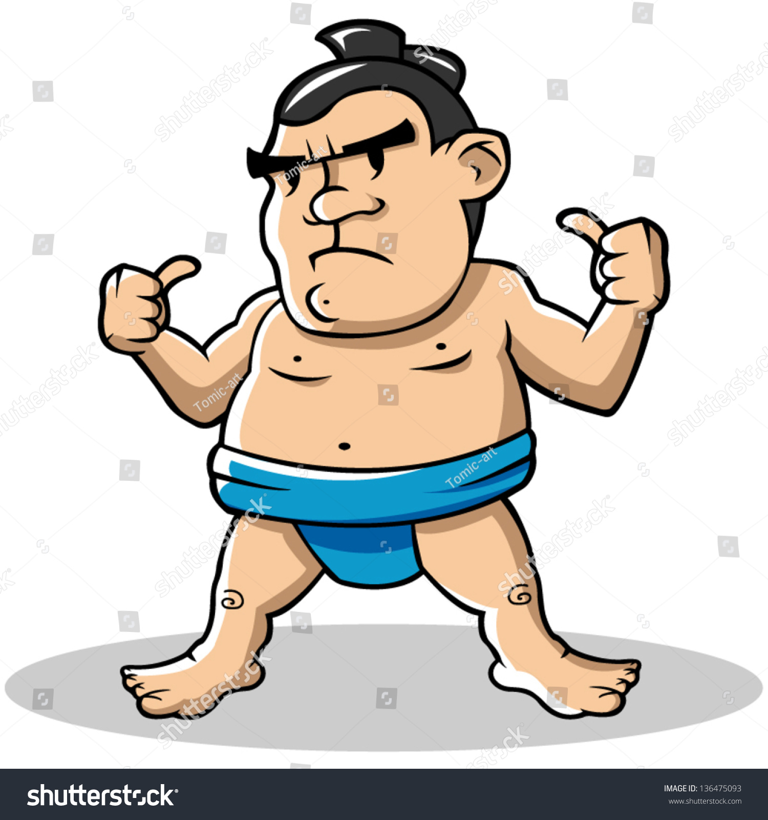 Cartoon Vector Illustration Of A Sumo Wrestler. - 136475093 : Shutterstock