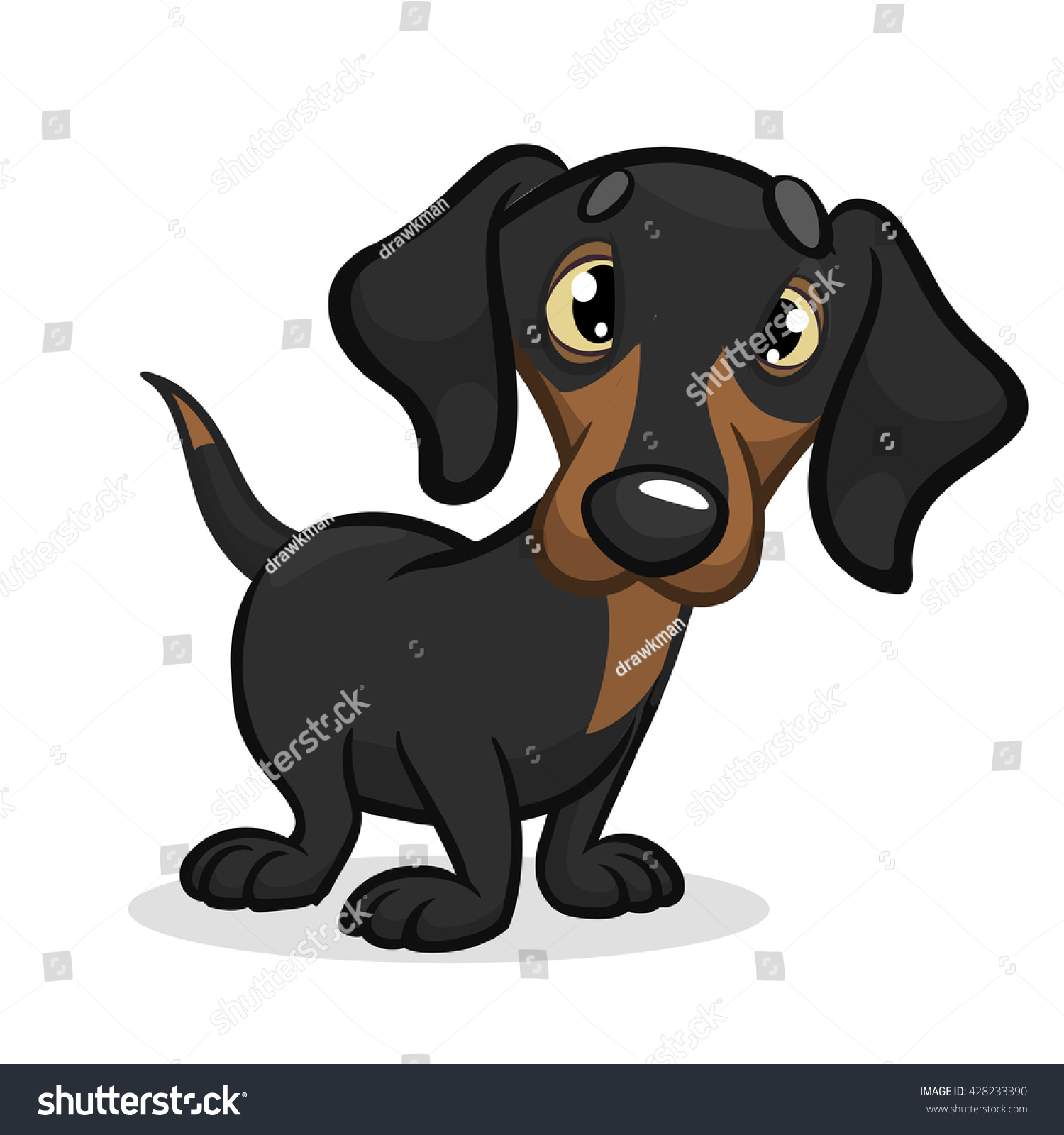 SVG of Cartoon Vector Illustration of Cute Purebred Dachshund Dog. Isolated on white background svg