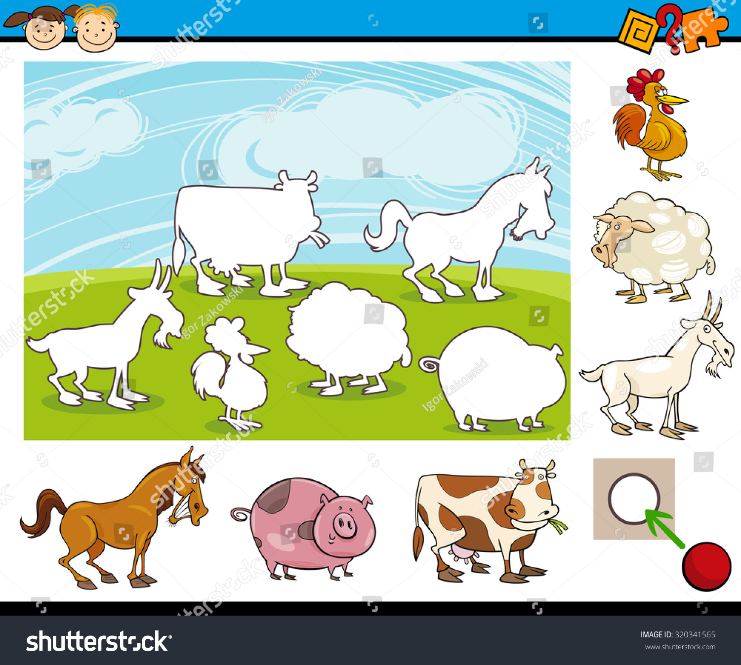 Cartoon Vector Illustration Of Educational Matching Game For Preschool ...