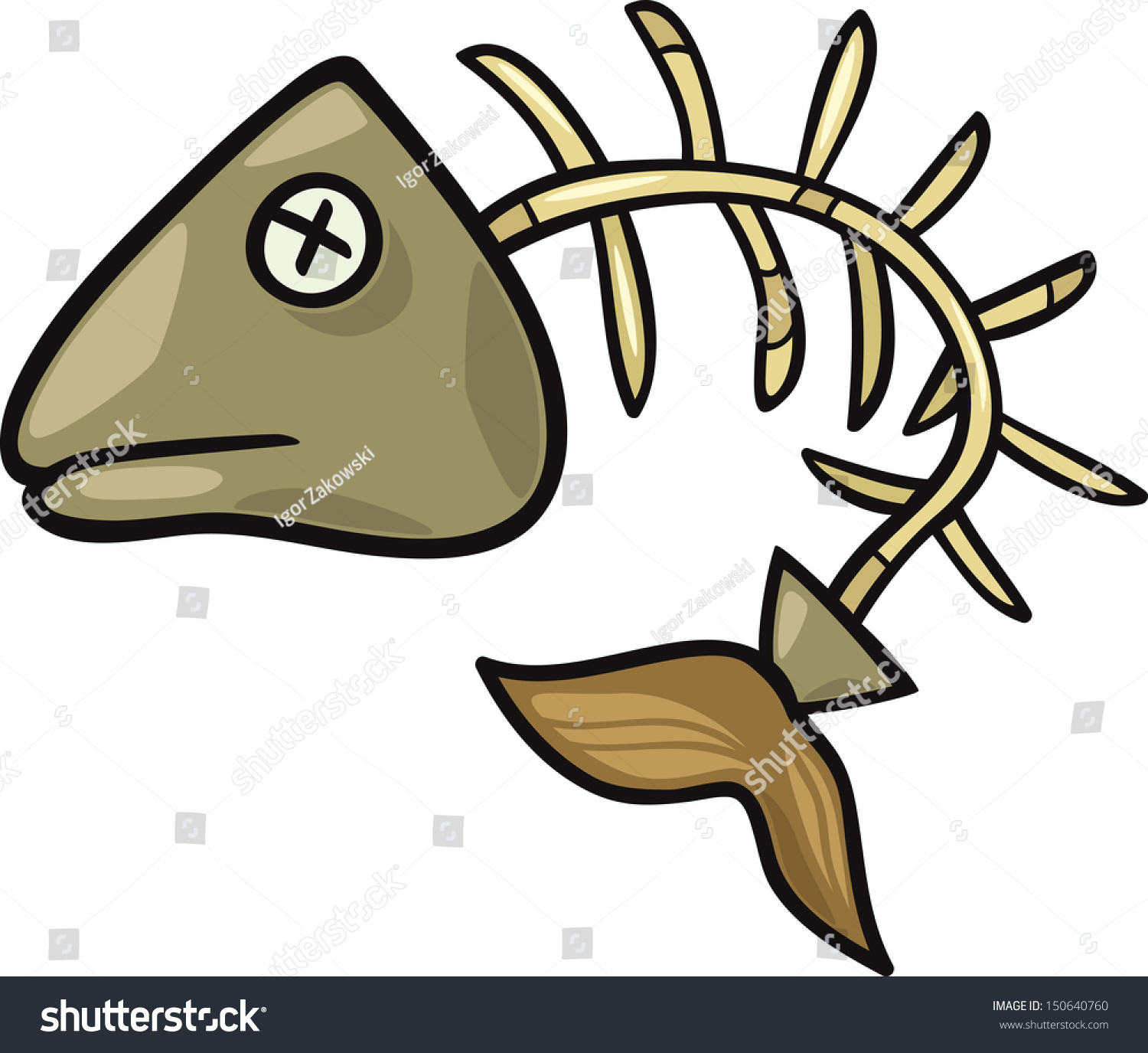 Cartoon Vector Illustration Of Fish Bone Or Fish Skeleton Clip Art ...