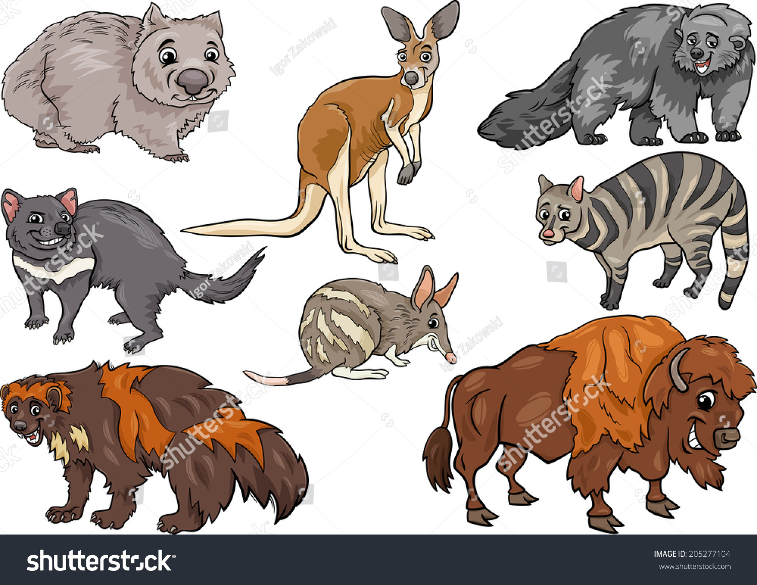 SVG of Cartoon Vector Illustration of Funny Wild Animals Characters Set svg