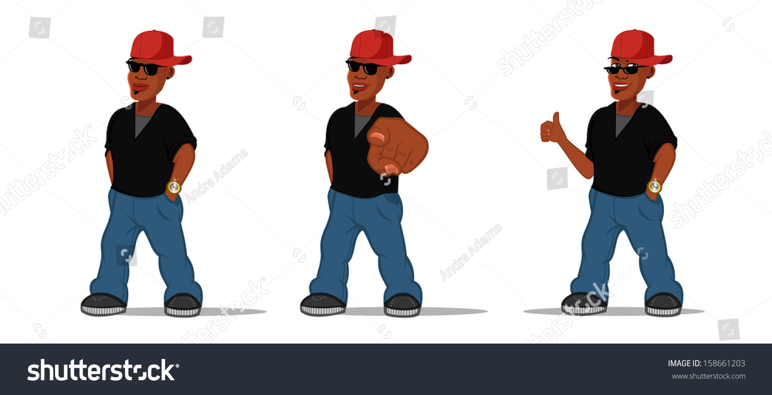 Cartoon Vector Illustration Of Rapper Poses - 158661203 : Shutterstock