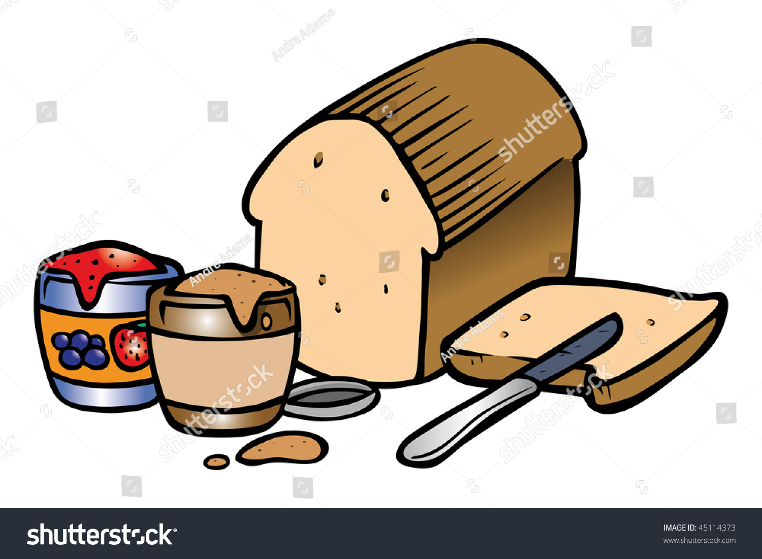 Cartoon Vector Illustration Peanut Butter Jelly Stock Vector