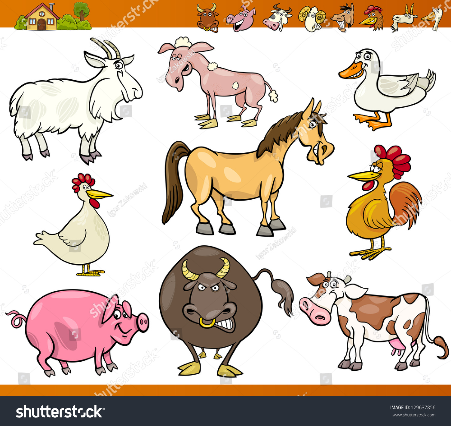 Cartoon Vector Illustration Set Of Comic Farm And Livestock Animals ...