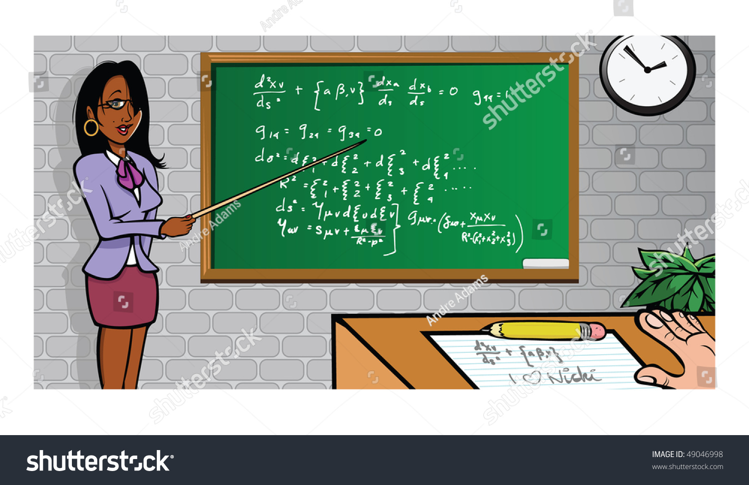 Cartoon Vector Illustration Sexy Teacher Classroom Stock