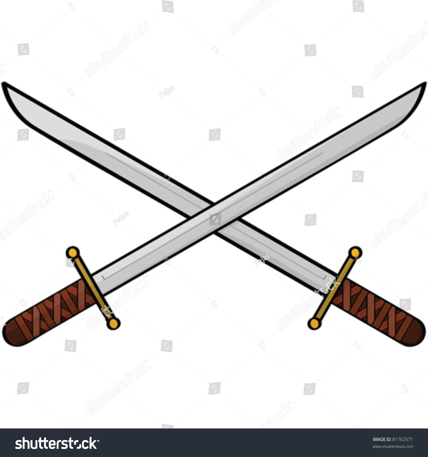 Cartoon Vector Illustration Showing Two Antique Swords - 81762571 ...