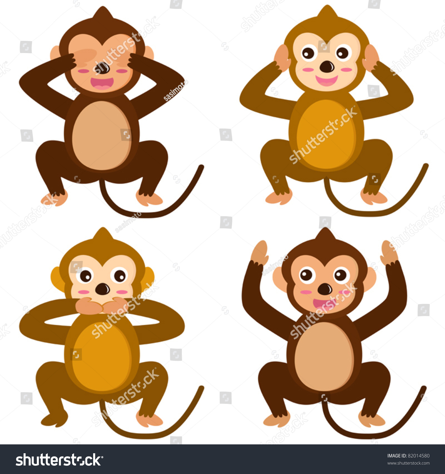 Cartoon Vector Monkey See No Evil Stock Vector 82014580 - Shutterstock