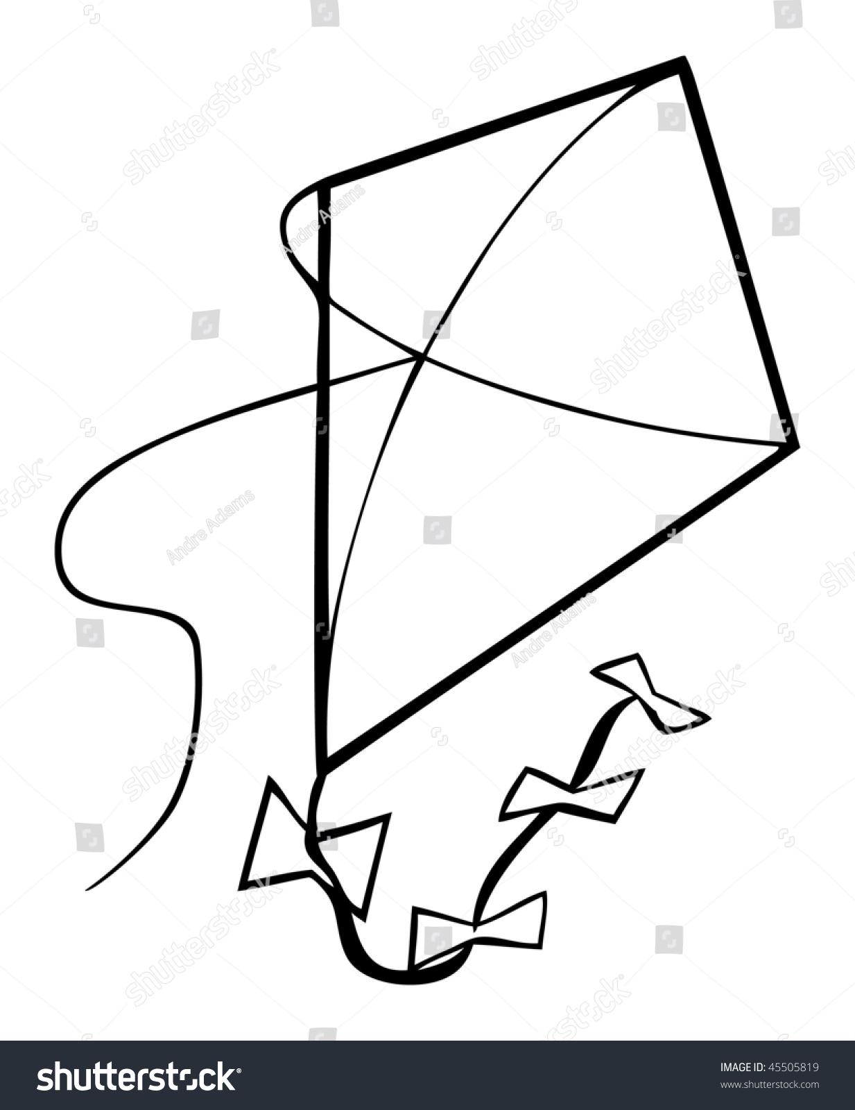 Cartoon Vector Outline Illustration Kite Stock Vector ...