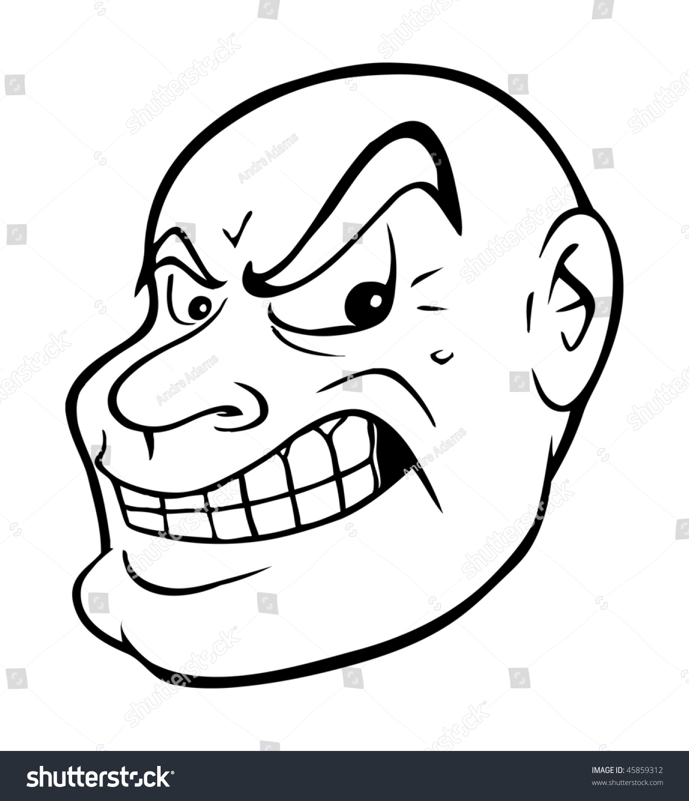 Cartoon Vector Outline Illustration Mean Bald Guy - 45859312 : Shutterstock