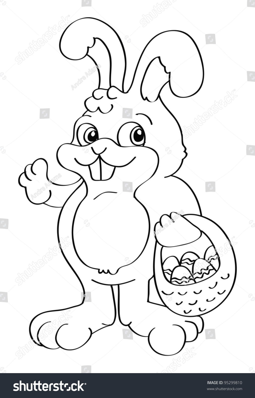 Cartoon Vector Outline Illustration Of An Easter Bunny Basket ...