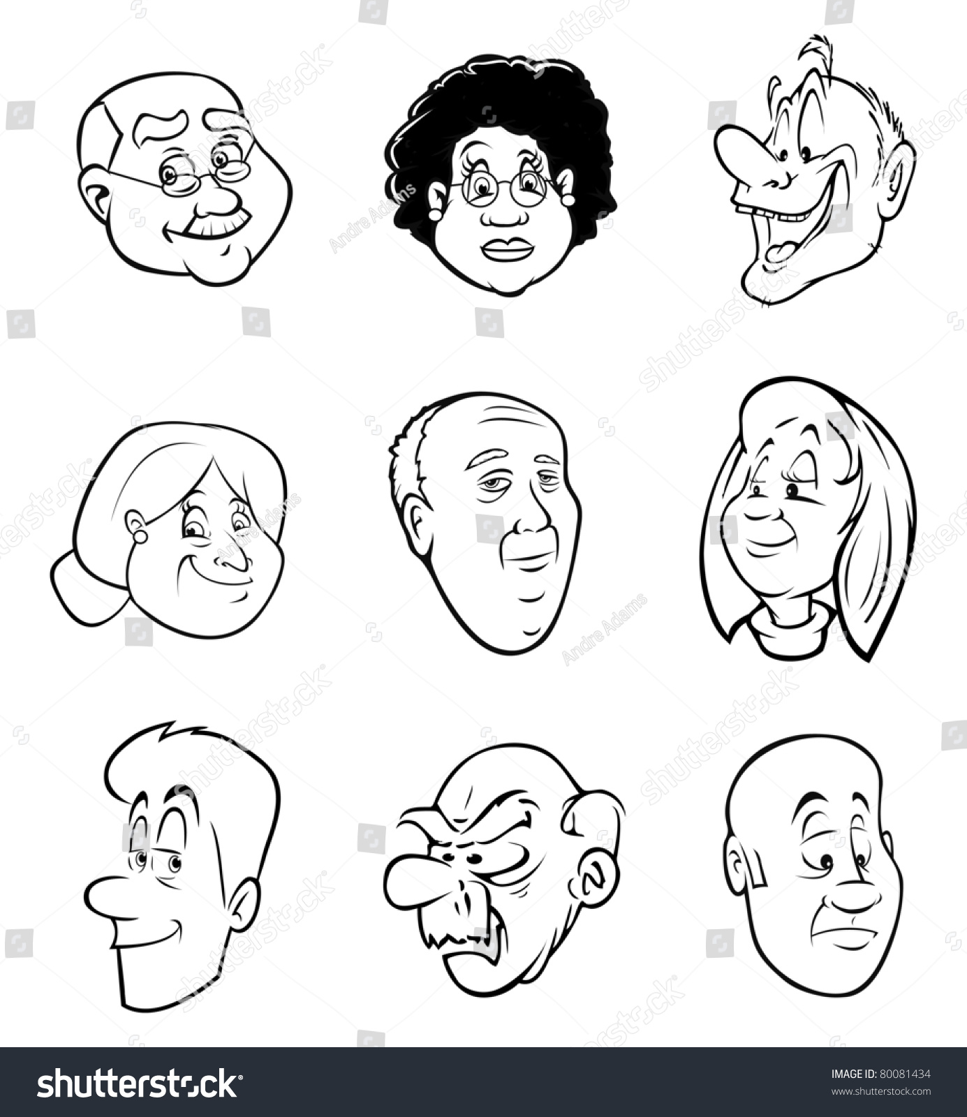 Cartoon Vector Outline Illustration Old People Stock Vector 80081434 ...