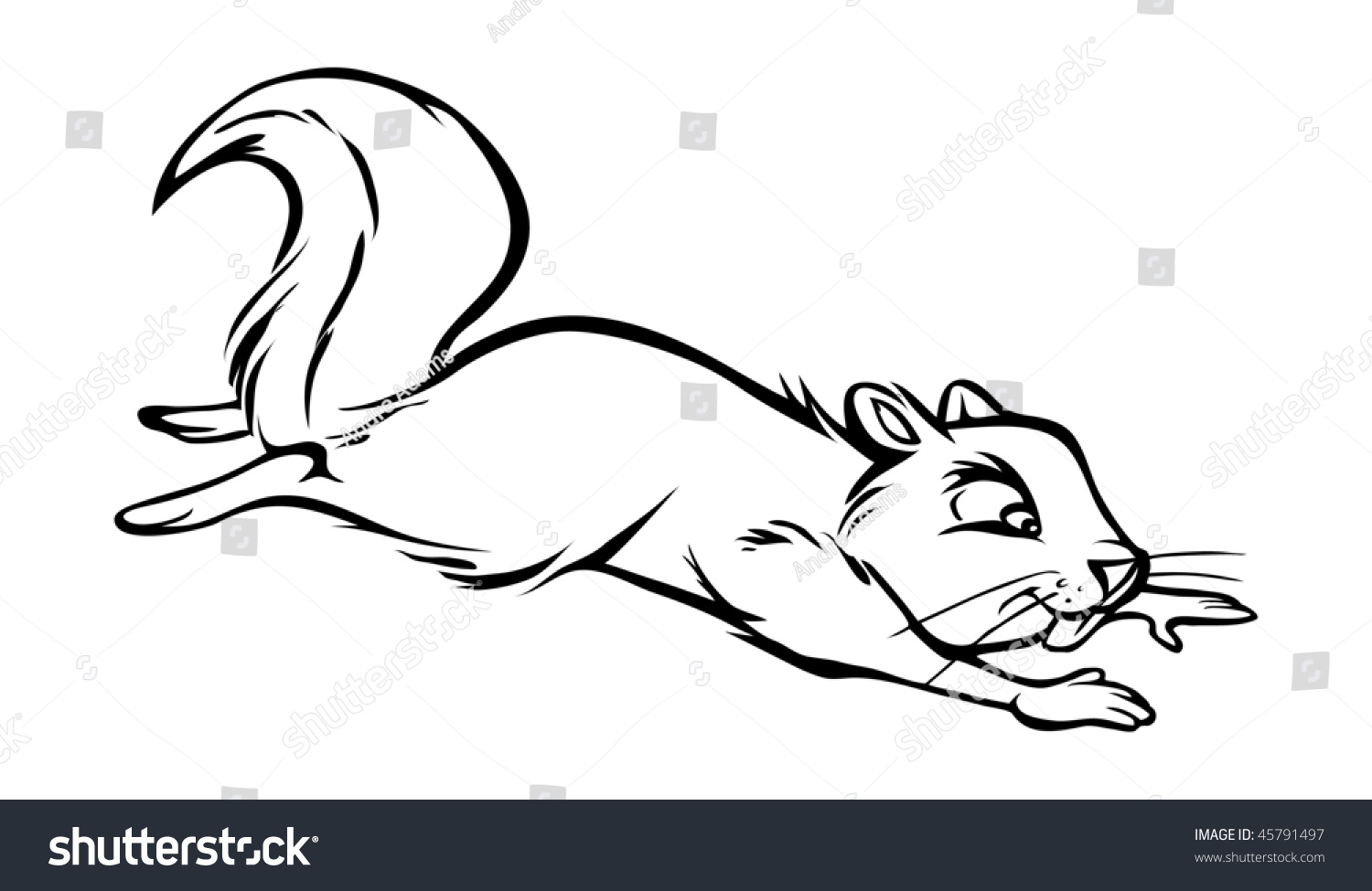 Cartoon Vector Outline Illustration Squirrel Jumping Stock Vector