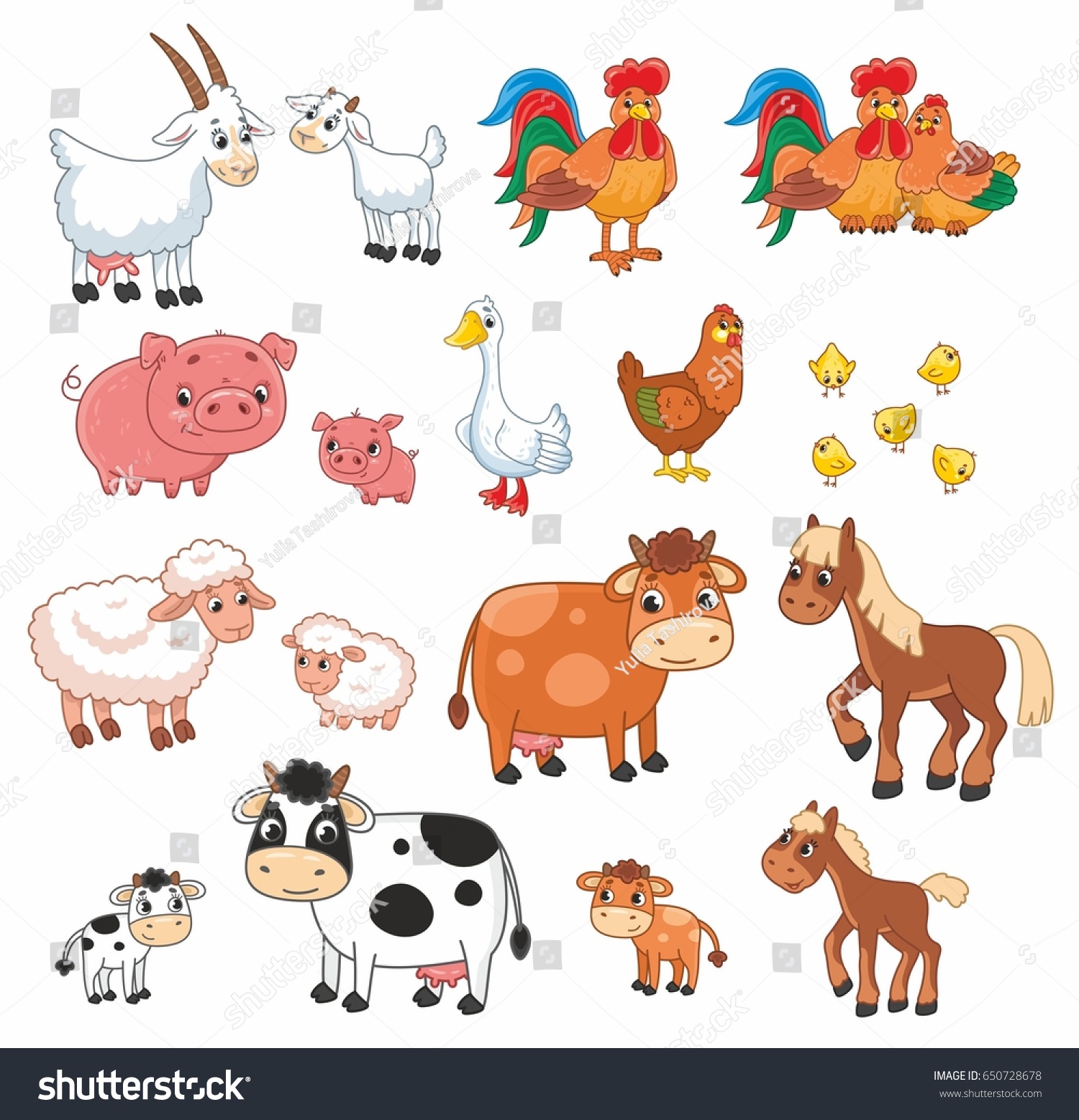 Cartoon Vector Set Farm Animals Vector Stock Vector Royalty Free