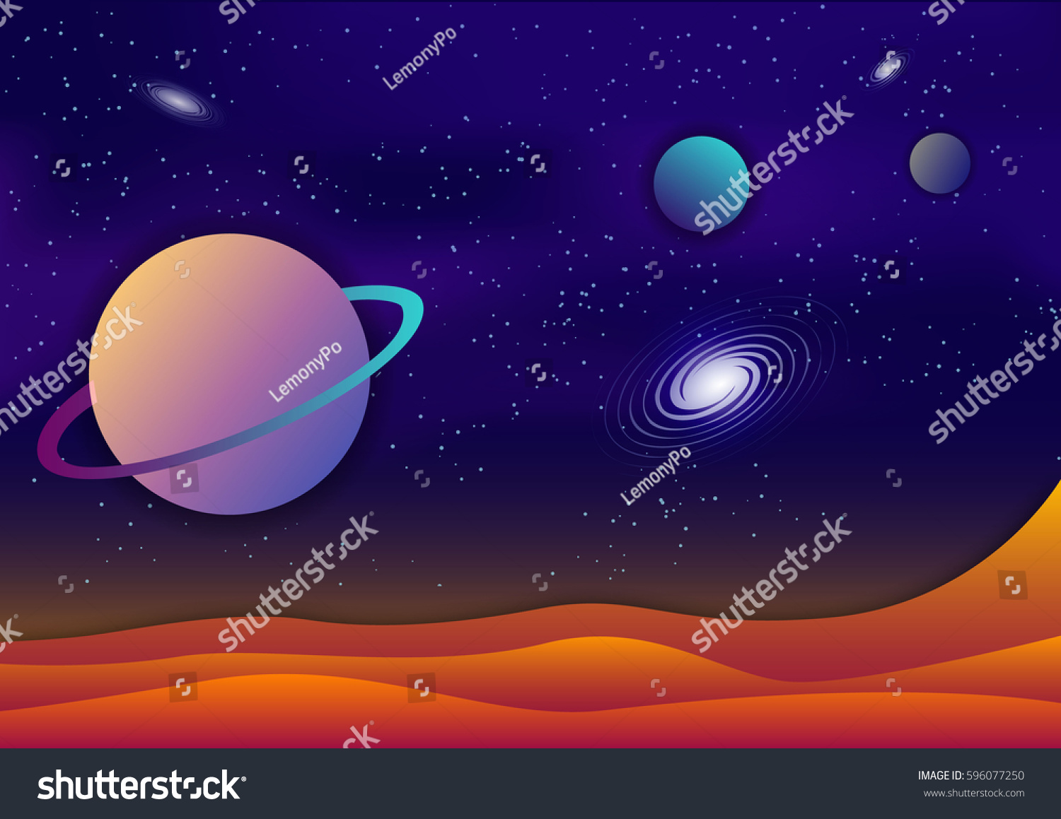 Cartoon Vector Space Landscape Background Stock Vector (Royalty Free ...