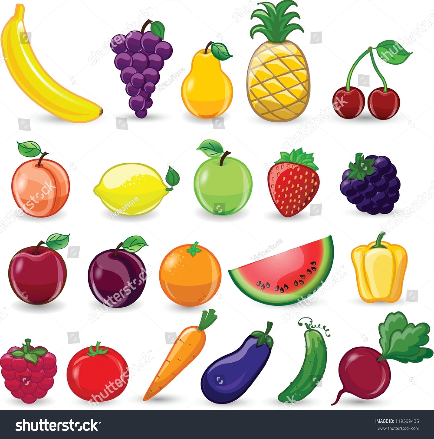 Cartoon Vegetables Stock Vector (Royalty Free) 119599435 | Shutterstock