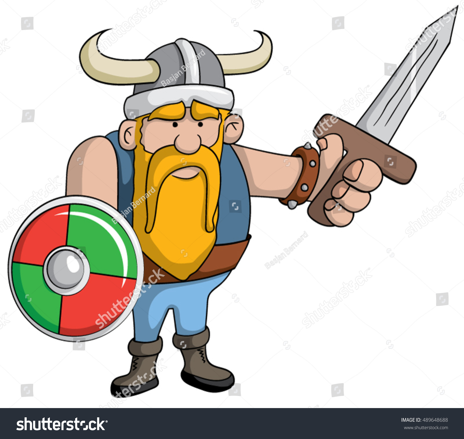 Cartoon Viking Shield Sword Stock Vector (Royalty Free) 489648688