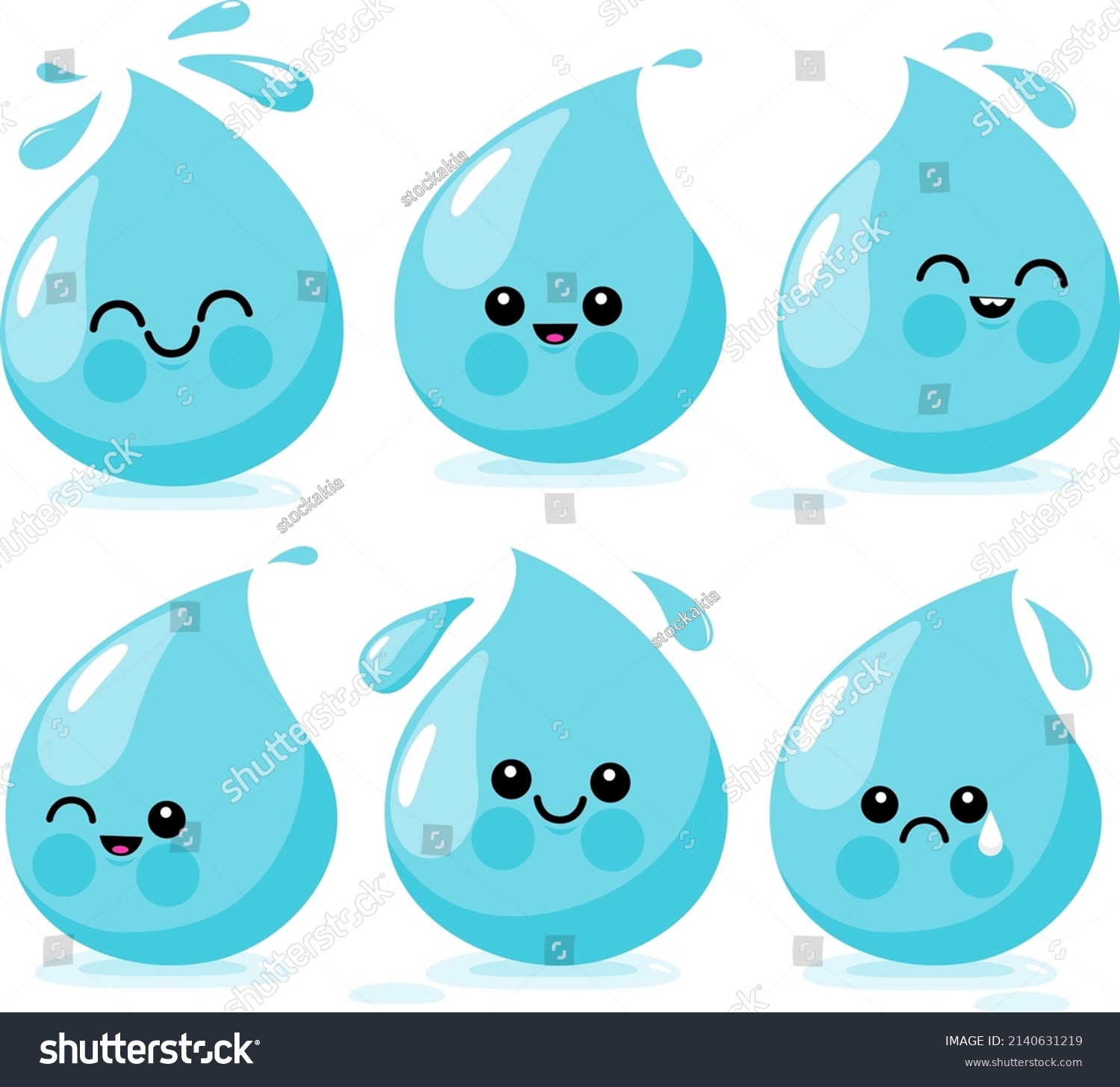 Cartoon Water Drop Characters Vector Illustration Stock Vector (Royalty ...