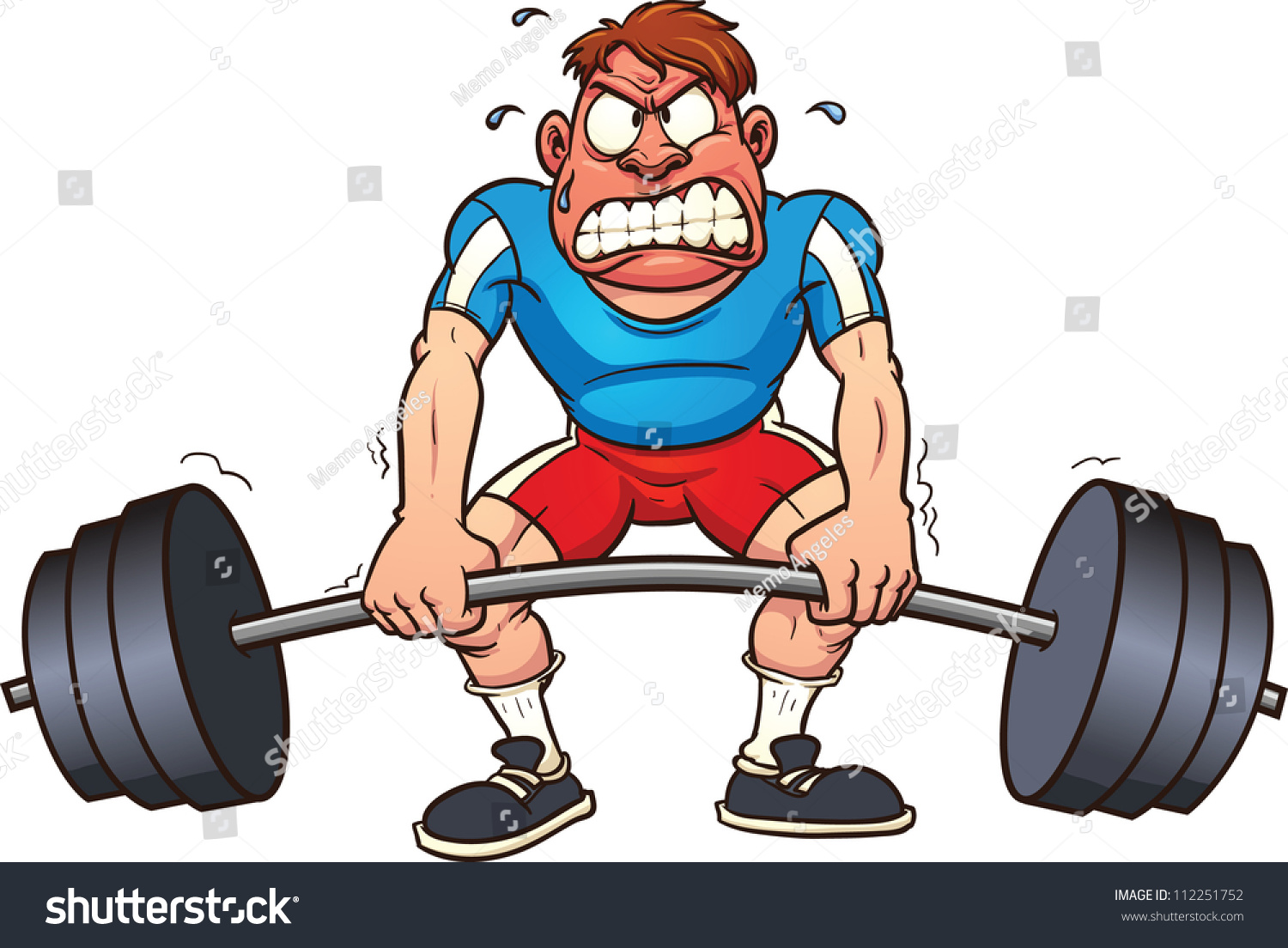 Cartoon Weightlifter Struggling Vector Illustration Simple Stock Vector ...