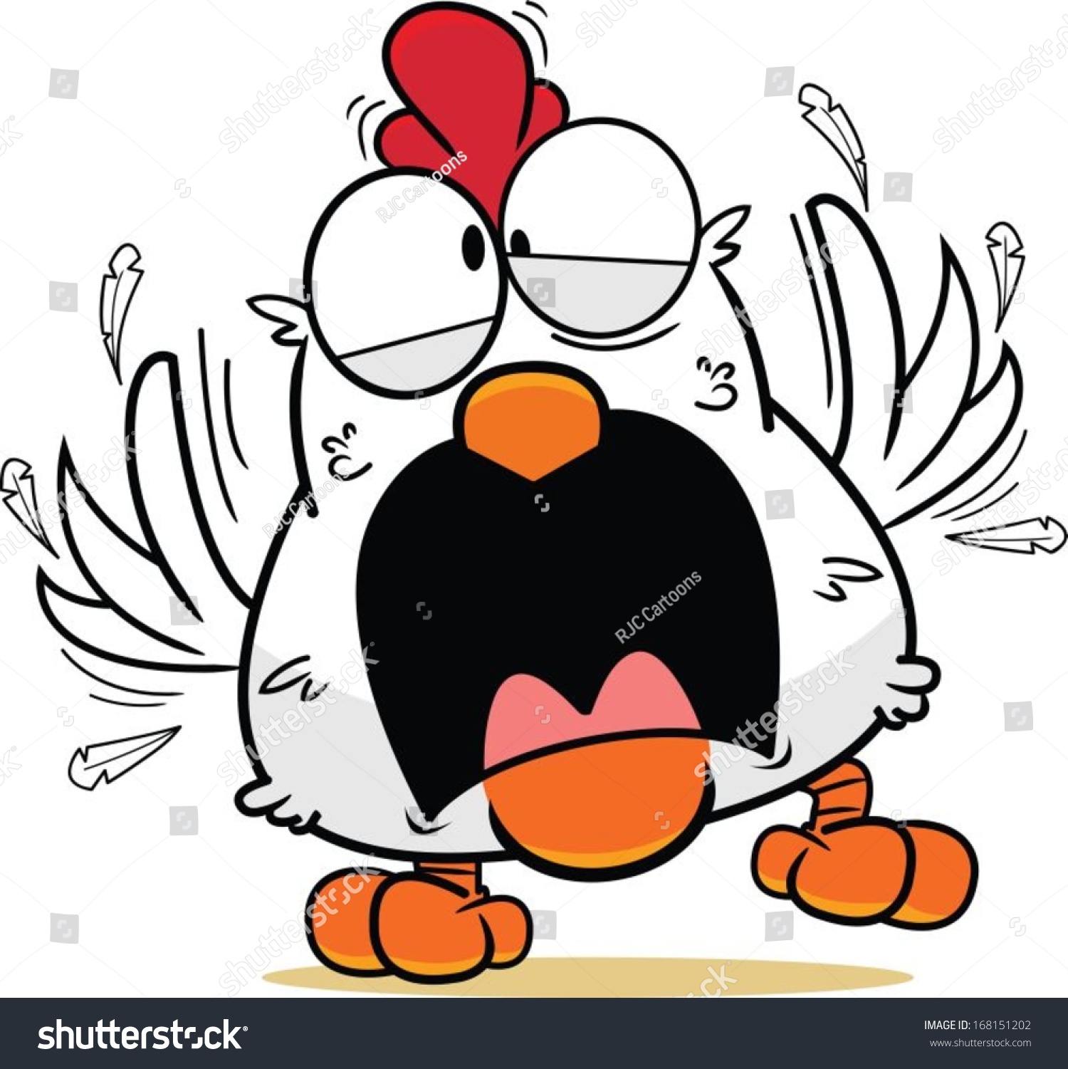 Cartoon White Chicken Frantic Panic Feathers Stock Vector 168151202 ...