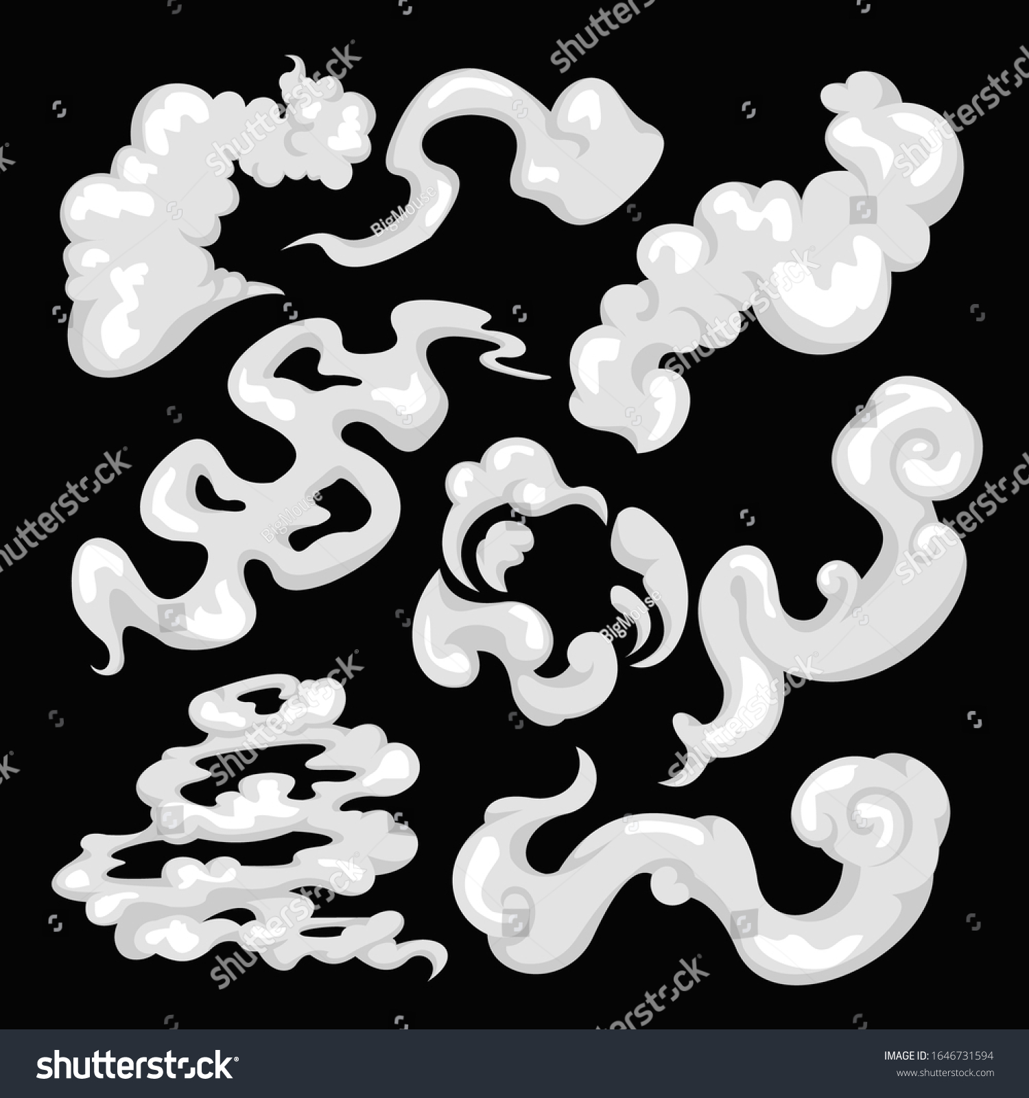 Cartoon White Different Steam Clouds Element Stock Vector (Royalty Free ...