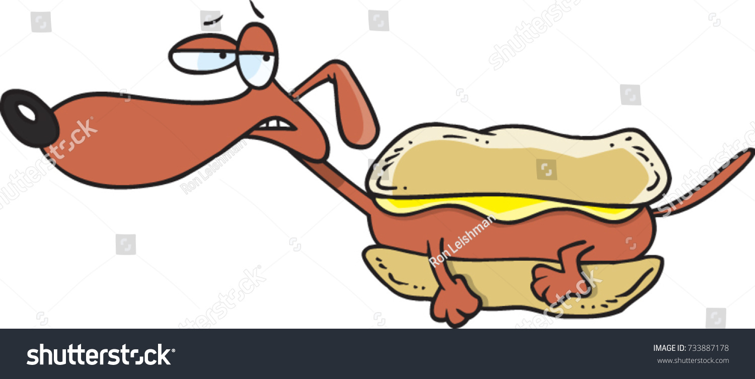 SVG of cartoon wiener dog in a hotdog bun svg