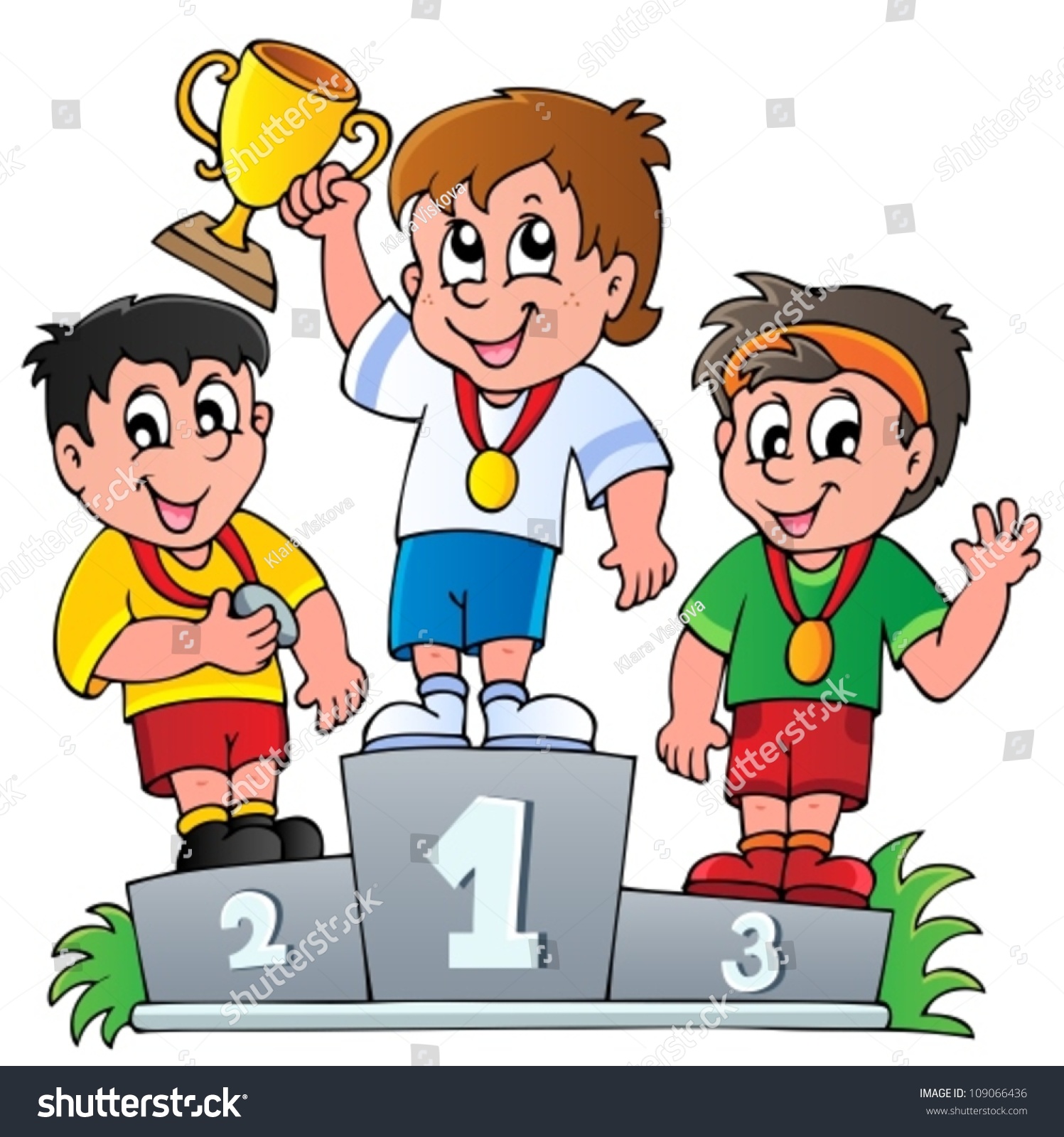 Cartoon Winners Podium Vector Illustration Stock Vector (Royalty Free ...