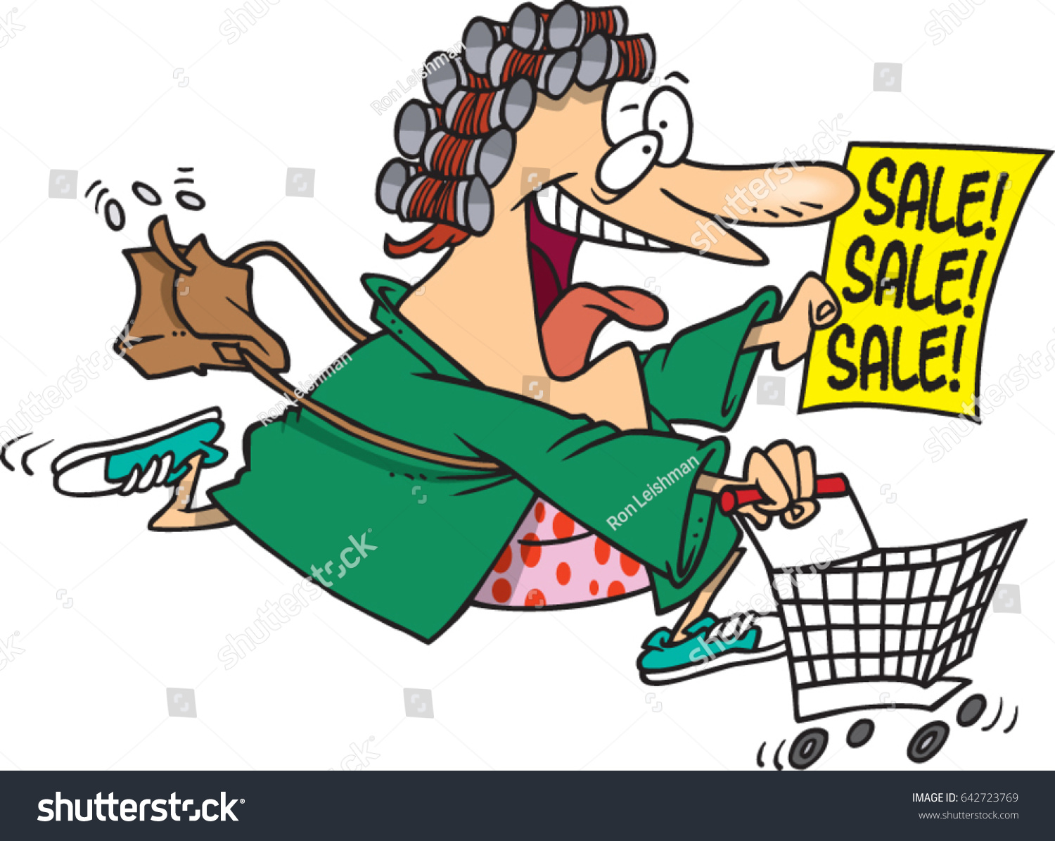 Cartoon Woman Running Shop Sale Stock Vector Royalty Free 642723769