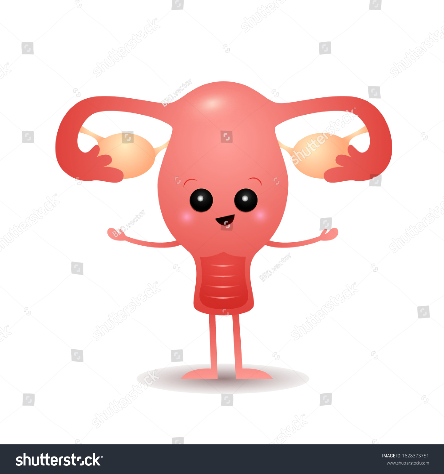 Cartoon Womb Vector Illustration Happy Character Stock Vector Royalty