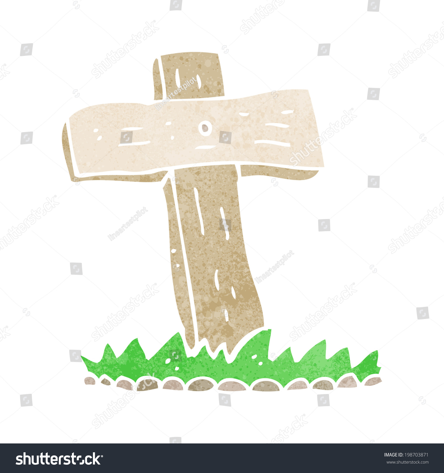 Cartoon Wooden Cross Grave Stock Vector (Royalty Free) 198703871 ...