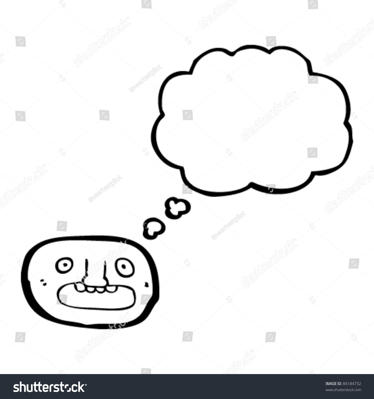 Cartoon Worried Face With Thought Cloud Stock Vector Illustration ...